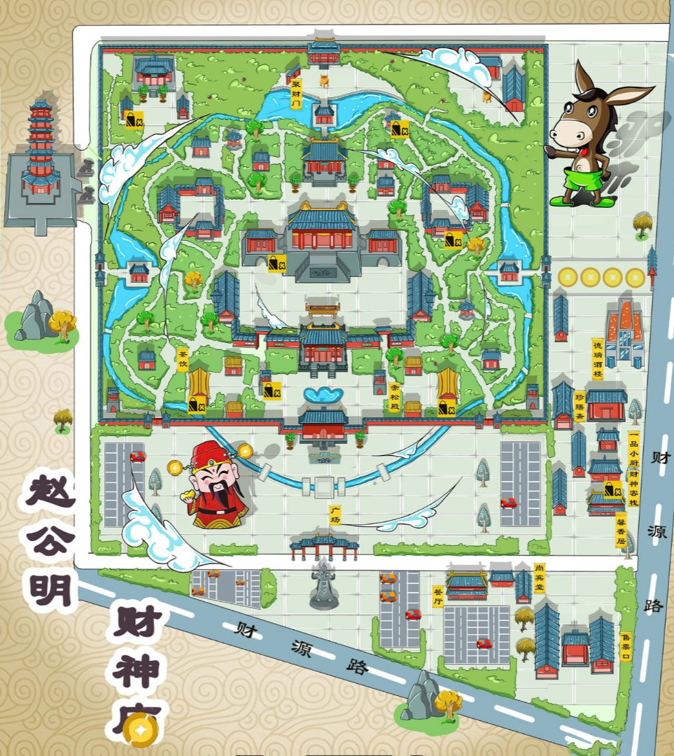 同江寺庙类手绘地图